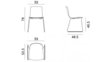 Arper | Aava stoel slede | rug hout & binnenzijde bekleed |39362