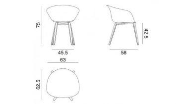 Arper | DUNA 02 stoel met armleuningen & houten poten | 42032