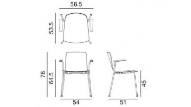 Arper | Aava stoel armleuningen | 4-poten & houten zit |39072