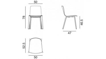 Arper | Aava stoel houten poten & rug hout - binnenzijde bekleed |39382